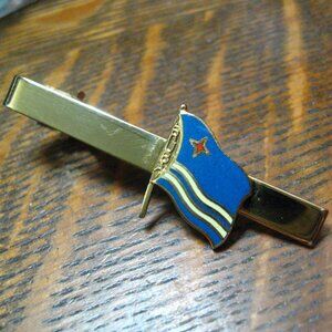 Aruba National Country Flag Vintage Gold Tie Bar Clip